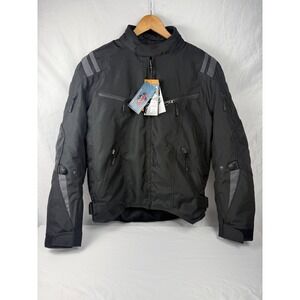 Viking Cycle Armored Motorcycle Jacket Mens Black Textile Reflective Vented L